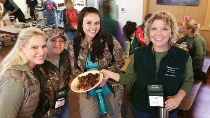 Meeting other women who hunt at the women-only Washington Outdoor Women fall retreat!